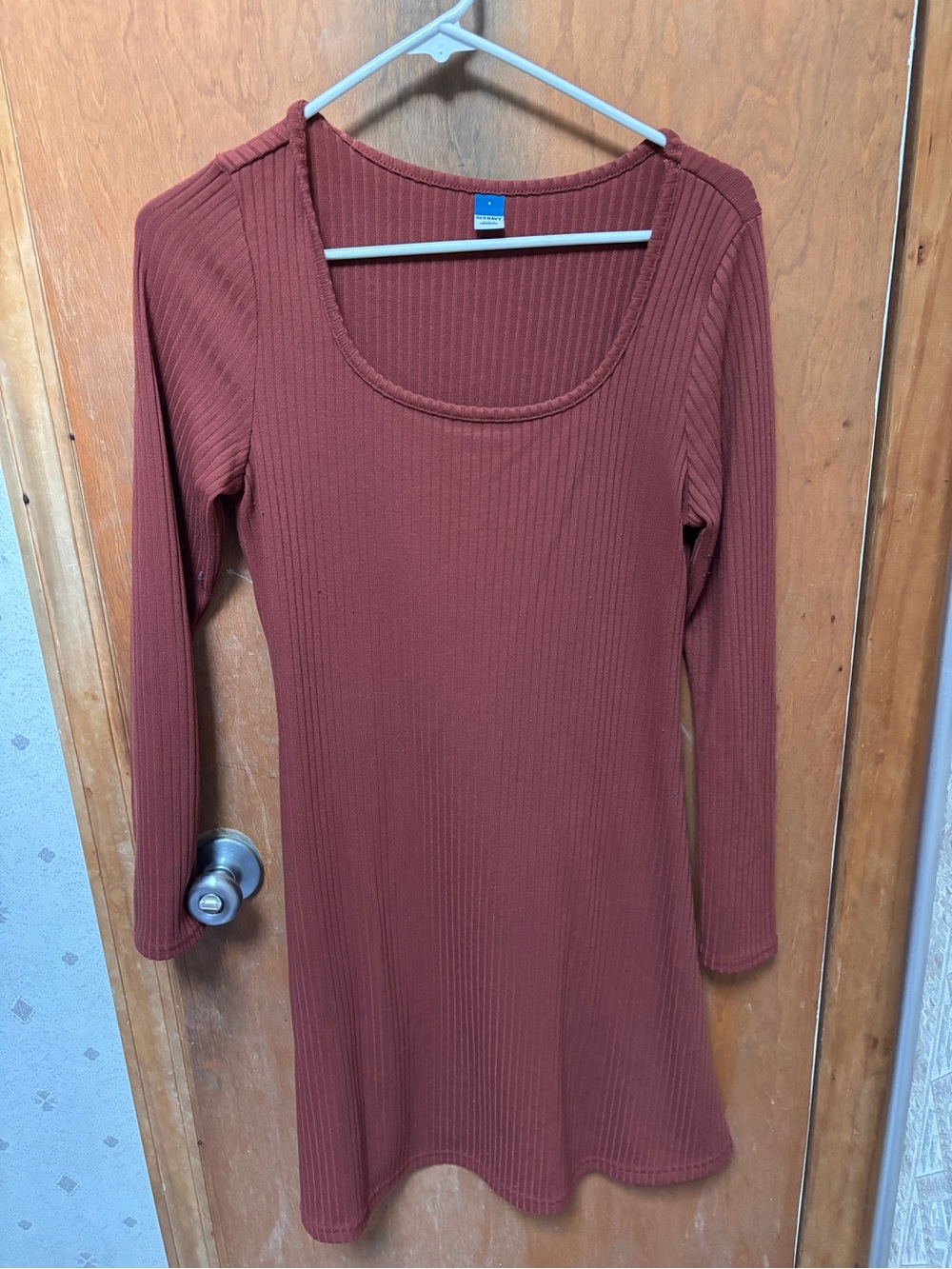 Old Navy Ribbed Long Sleeve Dress - Rust Brown